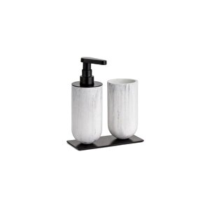 Diş Fırçalığı/sıvı Sabunluk Mermer Deseni/siyah Renk 206x89x170 Mm