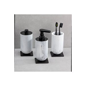 Diş Fırçalığı/sıvı Sabunluk Mermer Deseni/siyah Renk 206x89x170 Mm