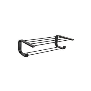 Banyo Havlu Rafı Siyah Renk 140x269x500 Mm