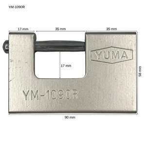Yuma Ym1090r Kayar Milli Asma Kilit 90mm Gri