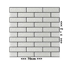 70x70cm 1 Adet Silinebilir Yapışkanlı Siyah Çizgili Beyaz Tuğla Desen Duvar Kağıdı Paneli Nw148
