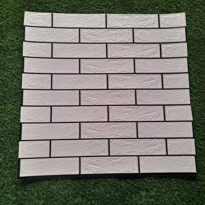 70x70cm 1 Adet Silinebilir Yapışkanlı Siyah Çizgili Beyaz Tuğla Desen Duvar Kağıdı Paneli Nw148