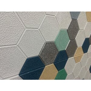 70x70cm 1 Adet Yapışkanlı Altıgen Petek Desen Kreş Çoçuk Odası Salon Ofis Duvar Kağıdı Paneli Nw153