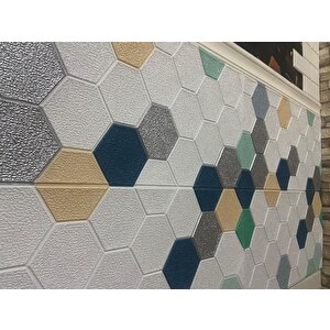 70x70cm 1 Adet Yapışkanlı Altıgen Petek Desen Kreş Çoçuk Odası Salon Ofis Duvar Kağıdı Paneli Nw153