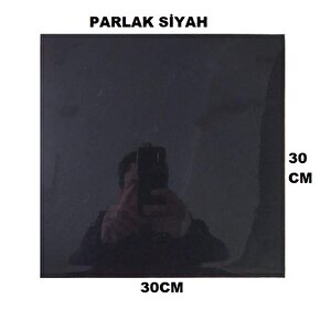 30x30 Cm 1 Adet Kendinden Yapışkanlı Shiny Düz Siyah Parlak Duvar Ofis Mutfak Karosu Paneli