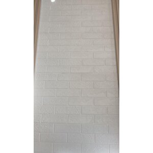 70x70cm 1 Adet Yapışkanlı Dekoratif Tuğla Desen Beyaz Tezgah Arası Salon Duvar Kağıdı Paneli Nw168