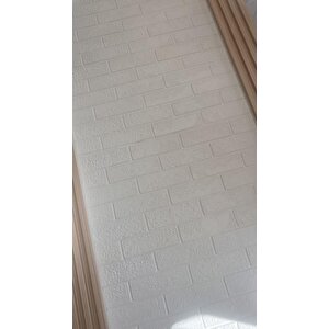 70x70cm 1 Adet Yapışkanlı Dekoratif Tuğla Desen Beyaz Tezgah Arası Salon Duvar Kağıdı Paneli Nw168