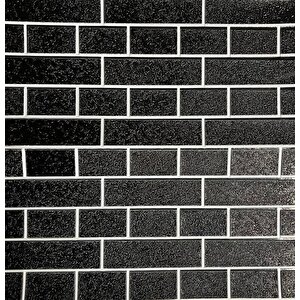 70x70cm 1 Adet Yapışkanlı Beyaz Derzli Siyah Tuğla Desen Hol Salon Mutfak Duvar Kağıdı Paneli Nw150