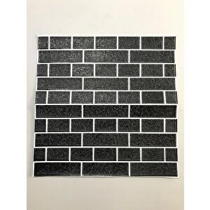 70x70cm 1 Adet Yapışkanlı Beyaz Derzli Siyah Tuğla Desen Hol Salon Mutfak Duvar Kağıdı Paneli Nw150