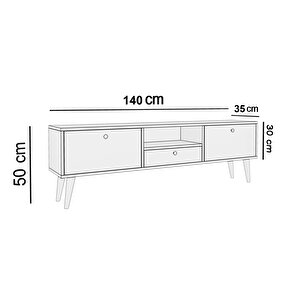 Penta Ahşap Ayaklı Ceviz 140 Cm Tv Sehpası