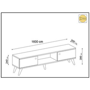 Wood Ahşap Ayaklı Atlantik Çam 160 Cm Tv Ünitesi