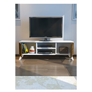 Tv Sehpası Tv Ünitesi Ceviz Beyaz Yaşam Ünitesi Duvar Ünitesi Mini Tv Sehpası