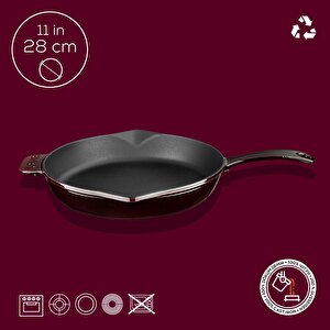 Lava Döküm Yuvarlak Kızartma Tavası Döküm Demir Yekpare Saplı Premium Serisi. Çap(ø)28cm.