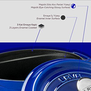 Lava Döküm Oval Tencere Döküm Demir Yekpare Kulplu Premium Serisi Ölçü 23x29cm.