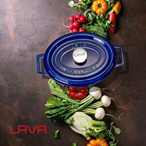 Lava Döküm Oval Tencere Döküm Demir Yekpare Kulplu Premium Serisi Ölçü 23x29cm.