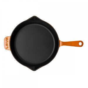 Lava Döküm Yuvarlak Kızartma Tavası Döküm Demir Yekpare Saplı. Çap(ø)28cm