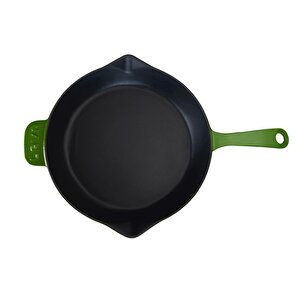 Döküm Yuvarlak Kızartma Tavası Döküm Demir Yekpare Saplı. Çap(ø)28cm Yeşil