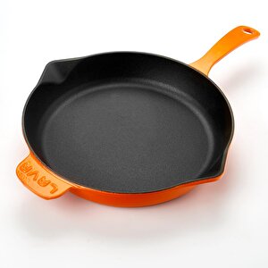 Lava Döküm Yuvarlak Kızartma Tavası Döküm Demir Yekpare Saplı. Çap(ø)28cm