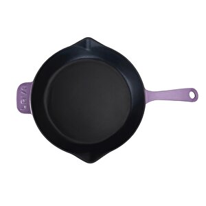 Döküm Yuvarlak Kızartma Tavası Döküm Demir Yekpare Saplı. Çap(ø)28cm Mor