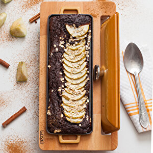 Lava Döküm Ekmek Tenceresi / Kayın Ağacı Servis Standı / Terrine Serisi. Ölçü 11x29cm.