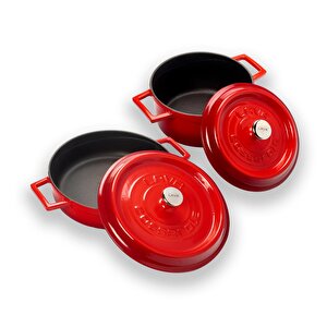 Lava Döküm 2x Trendy Serisi 5 Parça Tencere Seti Kırmızı