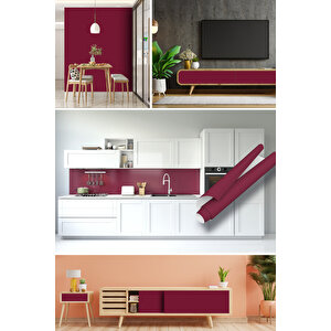 Vişne Rengi Yapışkanlı Folyo Düz Renk Mutfak Dolap, Tezgah Arası Ve Mobilya Kaplama 0433 90x500 cm 