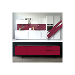 Vişne Rengi Yapışkanlı Folyo Düz Renk Mutfak Dolap, Tezgah Arası Ve Mobilya Kaplama 0433 90x500 cm 