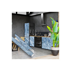 Mavi Granit Görünümlü Yapışkanlı Folyo, Mermer Desenli Dekoratif Kaplama Kağıdı 0203
