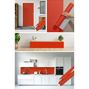 Kırmızı Düz Renk Yapışkanlı Folyo, Tezgah Arası, Masa Kaplama Folyosu 0409 45x500 cm 