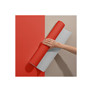 Kırmızı Düz Renk Yapışkanlı Folyo, Tezgah Arası, Masa Kaplama Folyosu 0409 45x500 cm 