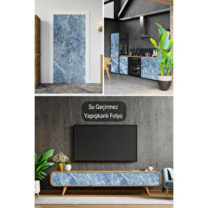 Mavi Granit Görünümlü Yapışkanlı Folyo, Mermer Desenli Dekoratif Kaplama Kağıdı 0203 90x500 cm 