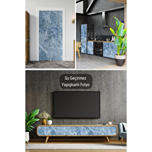 Mavi Granit Görünümlü Yapışkanlı Folyo, Mermer Desenli Dekoratif Kaplama Kağıdı 0203 45x500 cm 