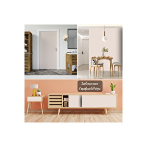 Toz Pembe Yapışkanlı Folyo, Dolap Kaplama Folyosu, Mutfak Tezgah Arası Stickerı 0437 45x1500 cm 