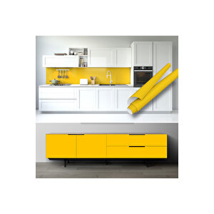 Mat Sarı Yapışkanlı Folyo, Mutfak Dolap, Tezgah Arası Ve Mobilya Kapalma Folyosu 0429 45x1500 cm 