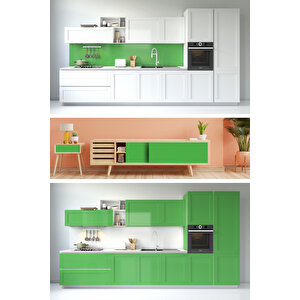 Mat Yeşil Yapışkanlı Folyo Düz Renk, Mutfak Dolap Ve Tezgah Arası Kaplama Kağıdı 0421 45x1500 cm 