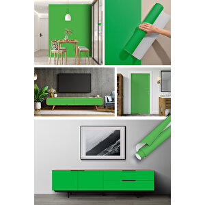 Mat Yeşil Yapışkanlı Folyo Düz Renk, Mutfak Dolap Ve Tezgah Arası Kaplama Kağıdı 0421 90x500 cm 