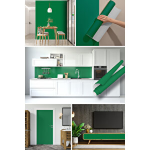 Koyu Yeşil Yapışkanlı Folyo, Mutfak Dolap, Tezgah Arası Ve Mobilya Kaplama Folyosu 0435 90x500 cm 