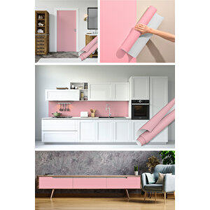 Düz Renk Pembe Yapışkanlı Folyo, Su Geçirmez Masa Tezgah Arası Mobilya Ve Dolap Stickerı 0411 45x1500 cm 