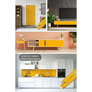 Hardal Sarısı Yapışkanlı Folyo, Mat Düz Renk Kendinden Yapışkan Kaplama Kağıdı 0406 90x1500 cm