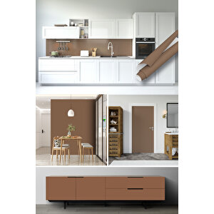 Açık Kahverengi Yapışkanlı Folyo Düz Renk, Suya Dayanıklı Mutfak Dolap, Tezgah Arası 0440 45x1500 cm 