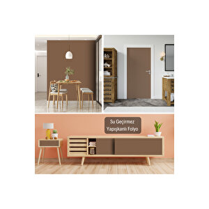 Açık Kahverengi Yapışkanlı Folyo Düz Renk, Suya Dayanıklı Mutfak Dolap, Tezgah Arası 0440 45x1500 cm 