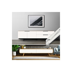 Mat Beyaz Düz Renk Yapışkanlı Folyo, Mutfak Dolap, Tezgah Arası Ve Mobilya Kaplama Kağıdı 0425 45x500 cm 