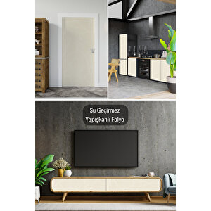Krem Rengi Yapışkanlı Folyo, Granit Desenli Mutfak Dolap, Tezgah Arası Kaplama Kağıdı 0217 90x500 cm 