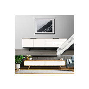 Mat Beyaz Düz Renk Yapışkanlı Folyo, Mutfak Dolap, Tezgah Arası Ve Mobilya Kaplama Kağıdı 0425 90x1500 cm