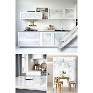 Beyaz Granit Desenli Yapışkanlı Folyo, Mutfak Arası Tezgah Su Geçirmez Kaplama Kağıdı 0209