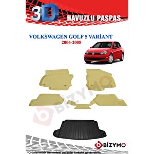 Volkswagen Golf 5 Variant Bej Havuzlu Paspas + Bagaj Seti Bizymo