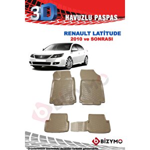 Renault Latitude Sedan 2010+ Bej 3d Havuzlu Paspas Takımı Bizymo