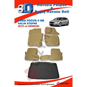 Ford Focus 4 Hb (kalin Stepne) 2015 Ve Sonrası Bej Paspas Ve Bagaj Havuzu Seti