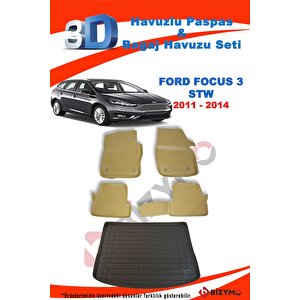 Ford Focus 3 2011-2014 Bej Stw Havuzlu Paspas Ve Bagaj Seti Bizymo
