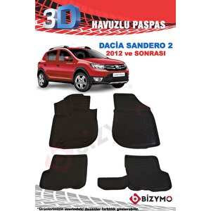 Dacia Sandero 2 Stepway 2012+ 3d Havuzlu Paspas Takımı Bizymo